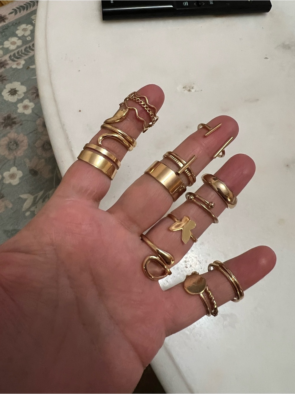 Gold Tone Mixed Stackable Women's Ring Set - 20 pieces